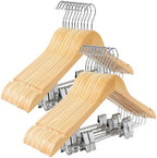 TOPIA HANGER Wooden Suit Hangers with Adjustable Metal Clips (20 Pack), Solid Smooth Wood Clothes Hangers, 360° Swivel Hook, Premium Pants Hangers for Clothes Coat, Jeans, Blouse-Natural, CT28N20 by TOPIAHANGER
