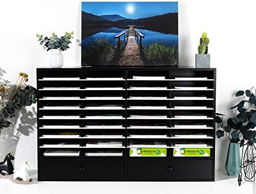 PAG-Mass Mail Sorter Organizer, Wood Literature Organizer, Student Mailbox for Classroom, Desktop Bill Paper Organizer for Office Home School, 38 Compartments, Black&White - Image 5