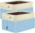 BALEINE 2 Pack Fabric Closet Storage Bins for Shelves, Linen Closet Organizers and Storage, Decorative Baskets for Organizing, Shelf, Clothes, Home, Office (Skyblue, 17''x13''x10.5'') by BALEINE