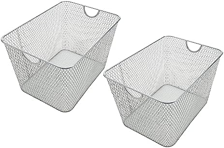 YBM HOME Wire Storage Baskets for Shelves, Cabinets, Pantry, Countertop, Open Mesh Storage Basket for Organizing Food Supplies, 2 Pack 14 x 10 by YBMHome