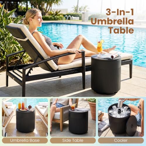 Tangkula 3-in-1 Umbrella Side Table (Black) - Image 6