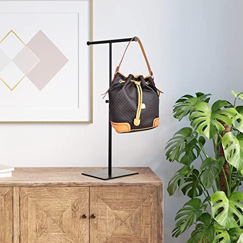 Adjustable T-Bar Purse Holder Stand - Tabletop Handbag Display Rack with Heavy-Duty Metal Base for Retail, Closet, Desk Use - Organize Purses, Wreaths, Hats, Scarves, Jewelry & Crafts (Black) - Image 7