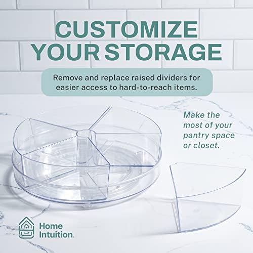 Home Intuition Round Plastic Lazy Susan Turntable Food Storage Container for Kitchen (5 Removable Bin, 2 Pack) - Image 5