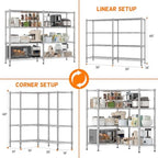 Homdox Heavy Duty Storage Shelves, 4 Tier Wire Shelving Unit, Adjustable Metal Shelves for Storage, Garage Rack Pantry Shelves Kitchen Shelving, 14"x60"x60", Silver Gray - Image 3