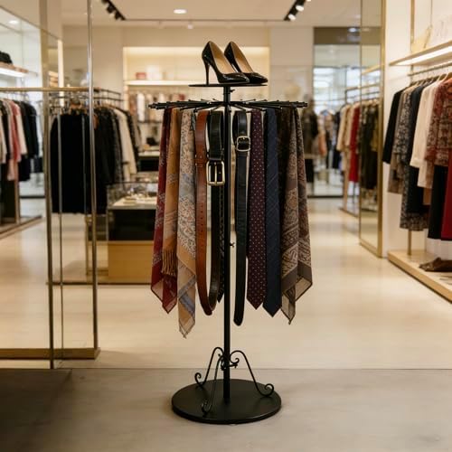 Rotatable Scarf Display Purse Tie Rack Shawl Stand Belt Hanger - Image 2