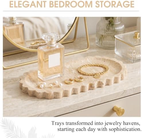 Hushee Travertine Vanity Tray with Scalloped Pattern Edge, 12"x6" - Image 5