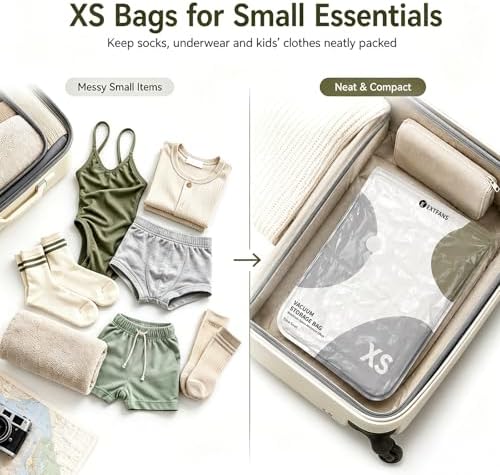 Travel Vacuum Bags with Electric Pump, 18 Pack XS/S/M/L Vacuum Seal Bags - Image 6