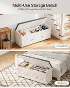 Amada 39.4" Shoe Storage Bench, Entryway Bench with Cushioned Seat, White - Image 5