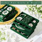Junkin 18 Pcs Stackable Jewelry Drawer Organizer Inserts Dark Green - Image 6