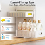 TISTAYA Full Metal Under Sink Organizer, Pull Out Cabinet Organizers and Storage, Silk-Smooth Sliding Drawer for Kitchen, Bathroom, Pantry, Cabinet, Closet (White, 2 Pack) - Image 7