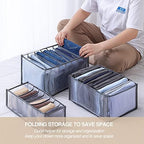 Wardrobe Clothes Organizer 7 Grids Portable Closet Organizer Mesh Separation Storage Box Foldable Closet Drawer Organizer for Underwear Socks Scarves Leggings (Grey, 4 Leggings Grid) - Image 2