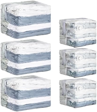 TAILI 6 Pack Cube Vacuum Storage Bags, Combo(3 Jumbo+3 Medium), Cream by TAILI