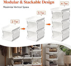Lifewit Plastic Stackable Storage Baskets, 4 Tier Stacking Bins for Food and Clothes, Multifunctional Organizer for RV, Kitchen, Playroom, Pantry and Bathroom, 13.8"D x 11.8"W x 28.3"H, 1 Pack, White - Image 4
