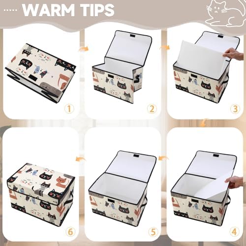 Stackable Storage Bins with Lids,Closet Organizers Fabric Box for Home and Office,Blanket Clothes Organizers,Under Bed Storage Containers 3 Pack - Image 3