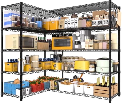 PrimeZone Corner Shelving l Shaped Wire Shelf Pantry Shelves Garage Storage by PrimeZone