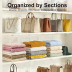 Purse Organizer for Closet Shelf Dividers: 11-inch Tall (Higher Version) Adjustable Clear Acrylic Bag Storage Organizer for Handbags, Sweaters, Towels, Jeans and Shoes on Wood Shelves 8-Pack - Image 4