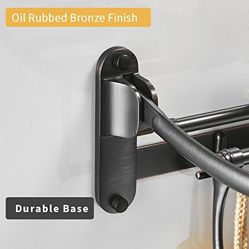 BESy Towel Racks with Foldable Towel Bar Hooks Wall Mount Oil Rubbed Bronze - Image 2