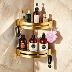 Brushed Gold Color 2 Packed Bathroom Shelves Shower Corner Caddy Organizer Shampoo Holder,Adhesive or Drilling - Image 3