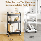 YASONIC 3-Tier Metal Rolling Cart Utility Carts with Wheels Black - Image 5