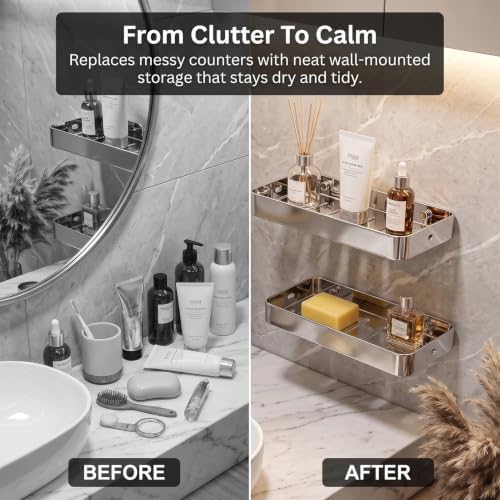 PureBox Shower Caddy 304 Stainless Steel 2 Pack 4.7x9 Bathroom Shelf - Image 5