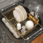 MAJALiS Gold Expandable Dish Drying Rack Over Sink with Anti-Slip Grip by MAJALiS