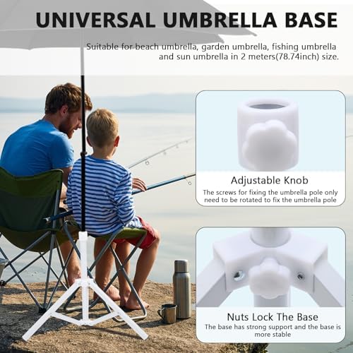 Beach Umbrella Stand Base,Portable Foldable Sun Umbrella Stand White Triangular Iron Support Base for Patio Beach Garden Camping Fishing Outdoor Sunshade Stand - Image 4