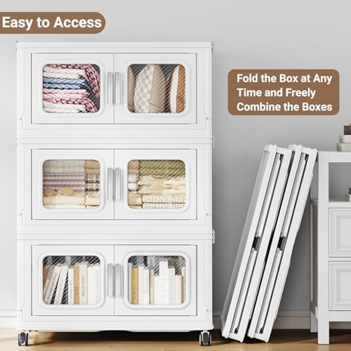 BROVIEW 38Gal Extra Large Storage Bins with Lid and Wheels, White, 1 Pack - Image 5