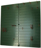 Wall Control Kitchen Pegboard Organizer Pots and Pans Storage Rack Organization Kit with Green Pegboard and Red Accessories - Image 2