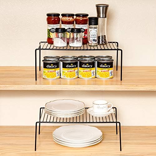 Redrubbit 6 Pack Large (15.7 x 9.4 Inch) Cabinet Storage Shelf Rack, Rustproof Kitchen Counter and Cabinet Shelf, Storage Rack Organizer for Kitchen, Fridge, Bathroom, Black - Image 5