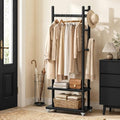 Taitiy Coat Rack Solid Wood Stand Storage 2 Shelves 4 Hooks Entryway by Taitiy
