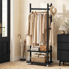 Taitiy Coat Rack Solid Wood Stand Storage 2 Shelves 4 Hooks Entryway by Taitiy