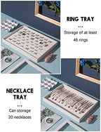 Coward Set of 5 Stackable Jewelry Organizer Tray Necklace Earring Box Storage Ring Bracelet Display Holder (beige(ring+necklace+12girds+24girds+The glass lid)) - Image 4