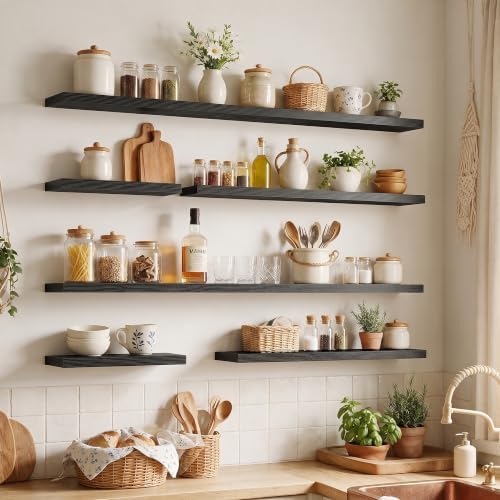 24 Inch Floating Shelves for Wall 2 Pack, Wood Wall Bathroom Shelves - Image 2