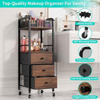 HapiRm Rolling Makeup Cart Organizer - Floor Skincare Make Up Storage with 3 Non-woven Fabric Drawers, Vanity Organizer Cosmetic Display Cases Holder for Skin Care Perfume Nail Polish Brush Hair Tool - Image 6