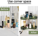 shuang qing 2-Tier Corner Bathroom Counter Organizer – Storage Shelf for Makeup, Perfume & Skincare, Space-Saving Countertop Tray Fits Bathroom, Dresser, Kitchen (Green) - Image 5