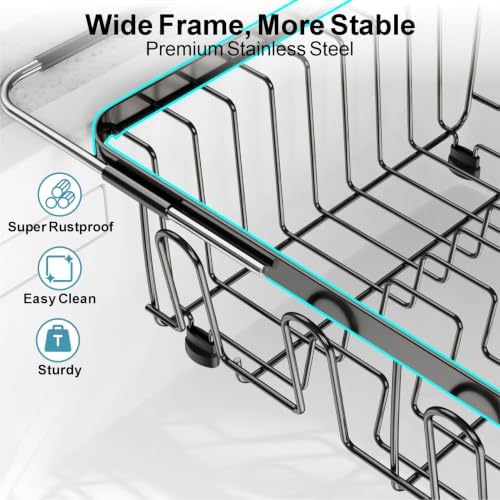 GSlife Dish Drying Rack Over the Sink - Expandable Stainless Steel Drainer - Image 7