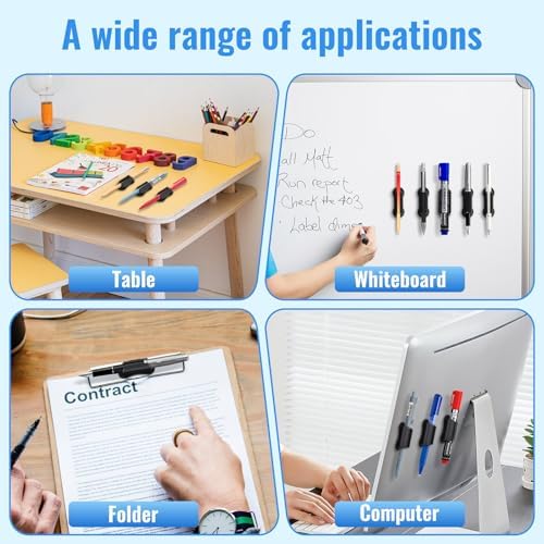 VZZNN Adhesive Pencil Holders for Desk,80 PCS Silicone Pencil Holder for Desk,Marker Holder,Adhesive Pen Holder for Classroom Clipboard Attachment,for School Office Accessories,Teacher - Image 7