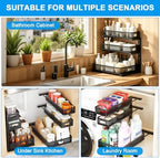 Under Sink Organizer,3-Tier Thickened Metal Pull out Cabinet OrganizerShelf - Image 6