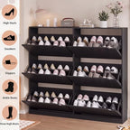 Black Hidden Shoe Storage Cabinet for Entryway with 6 Flip Drawers - Image 3