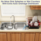 MAJALiS Red Expandable Dish Drying Rack Over Sink with Extra Drainboard - Image 4