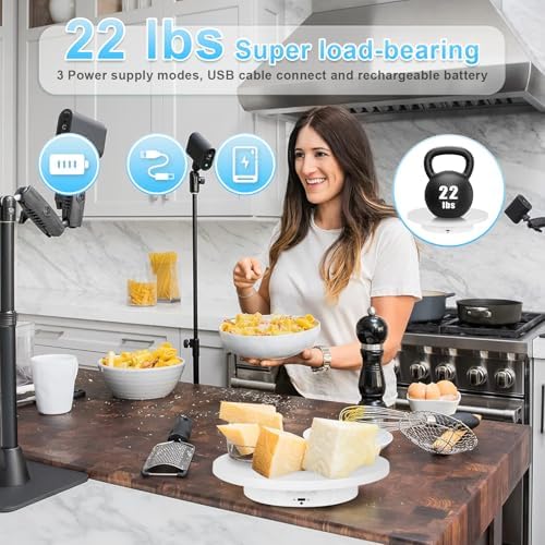 2 in 1 Motorized Rotating Display Stand with 5.74 /8.66 inch Replacement Cover, Remote Control 360 Degree Electric Turntable Display Stand Max 22lbs Load Auto Lazy Susan for Photography LiveStream - Image 4