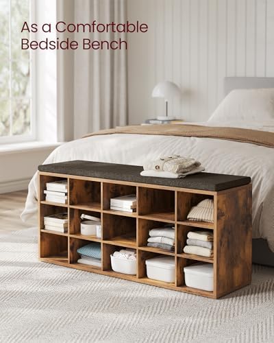 VASAGLE Shoe Bench with Cushion, 15 Compartments, 11.8 x 41.3 x 18.9 Inches - Image 4