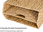 StorageWorks Hand-Woven Divided Magazine Basket, Rattan Magazine Holder, Natural Wicker Magazine Rack for Bathroom, Office, Water Hyacinth, 1 Pack - Image 2