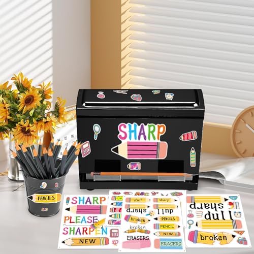 Pencil Dispenser for Classroom Stainless Steel Pencil Holder for Desk, Pencil Dispenser Set with Silicone Organizer & 4 Stickers, Classroom Must Haves Teacher Homeschool Office Supplies - Image 6
