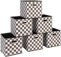 Household Essentials Fabric Storage Bins 6 Piece Set, Checkerboard White and Black by HouseholdEssentials