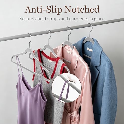 Velvet Hangers 200 Pack, 17.5" Non-Slip Clothes Hangers, Gray - Image 4