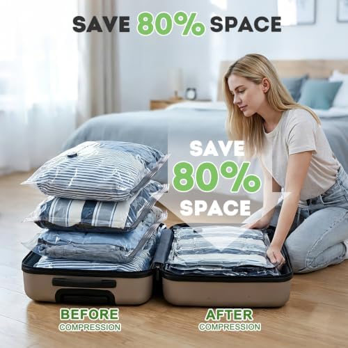 9 Pack Vacuum Bags for Travel with Pump, Vacuum Seal Bags for Clothing - Image 4