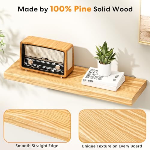 Organic Wavy Edge Floating Shelves,Hidden Brackets,2 Pack 24 in - Image 6