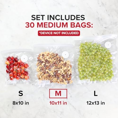 Chef Preserve Reusable Vacuum Sealer Bags for Food - 30 BPA-Free Medium (10 x 11 in) Food Storage Bags, Freezer, Microwave - Odor-Resistant, Leak-Proof - Compatible with Chef Preserve Vacuum Sealers - Image 2