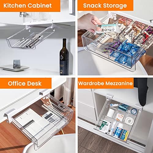 vacane Compact-depth Under Shelf Basket Organizer, Under Shelf Storage Drawer Pull Out, Under Cabinet Basket Hanging Holder for Cupboard Cabinet Pantry Kitchen, Add-on Space Saver - Image 4